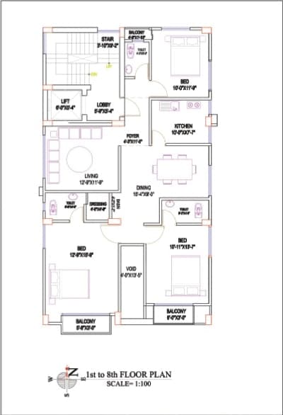South View Typical Residential Floor Plan (1st to 8th Floor)
